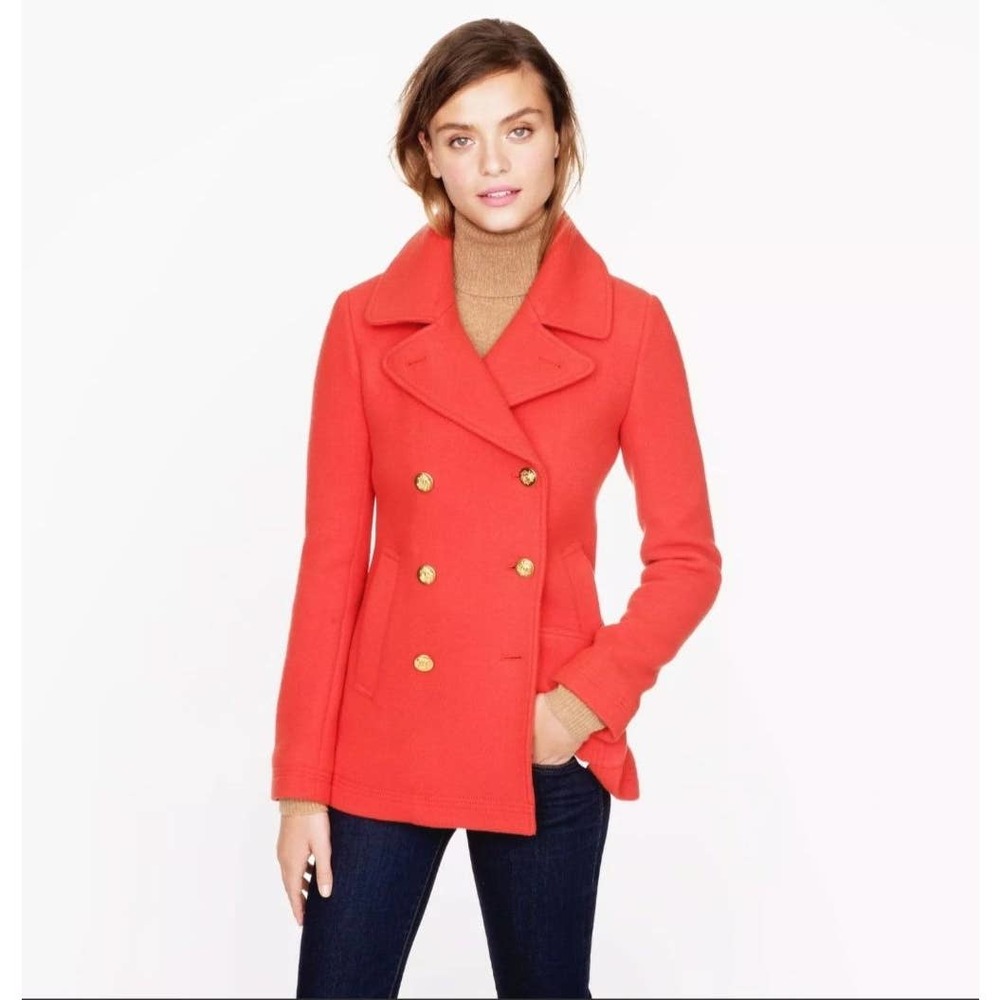 J.Crew Stadium Cloth Nello Gori Pea Coat Red 6